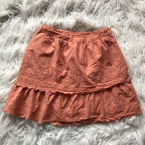 J Crew Eyelet Tiered‎ Scalloped Orange Skirt